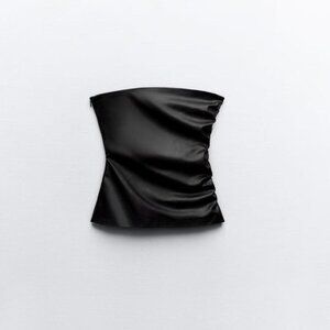 Zara Black 🖤🖤🖤Faux Leather Strapless Top - Size X-Large -NWT